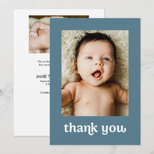 Carte De Remerciements Tendance de typographie moderne Bleu poussiéreux 2