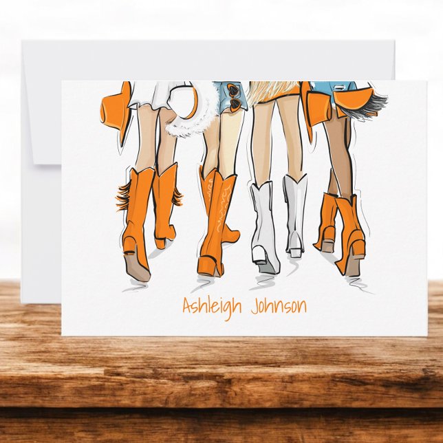 Carte De Remerciements Tennessee Ladies Cowboy Boots Orange Nom de la mod (Créateur téléchargé)