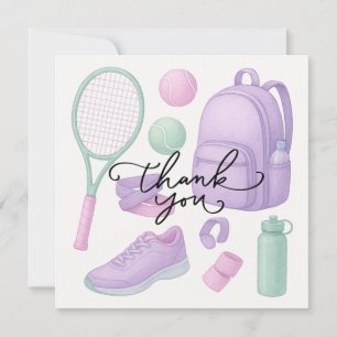 Carte De Remerciements Tennis équipement boule de raquette pour joueur