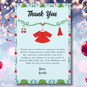 Carte De Remerciements Tenue de Père Noël pour Bébé Fille Baby Shower