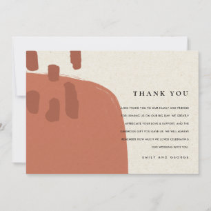 CARTE DE REMERCIEMENTS TERRACOTTA ABSTRAIT MODERNE RED KRAFT MARIAGE THAN