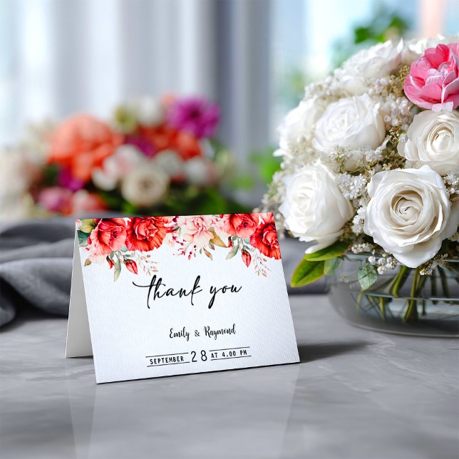 Carte De Remerciements Terracotta Burgundy Blush Floral Wedding (Créateur téléchargé)