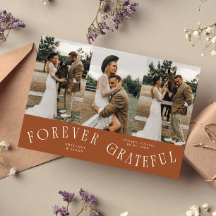 Carte De Remerciements Terracotta de mariage multi photo pour toujours re