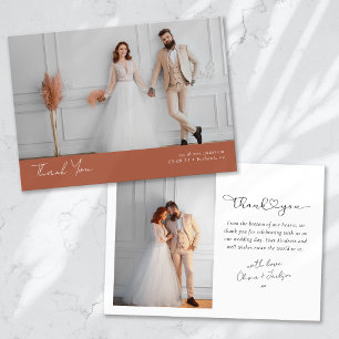 Carte De Remerciements Terracotta Heart 2 Photo Mariage de calligraphie