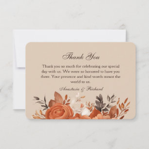 Carte De Remerciements Terracotta légère et Mariage orange brûlé
