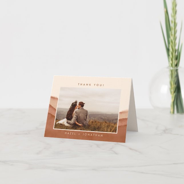 Carte De Remerciements Terracotta Ombre | Photo minimaliste (Devant)