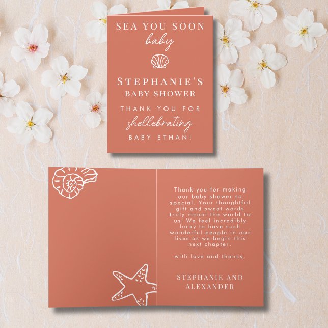 Carte De Remerciements Terracotta Sea You Soon Baby Shower Thank You (Créateur téléchargé)