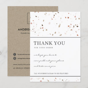 CARTE DE REMERCIEMENTS TERRAZZO CÉRAMIQUE MOTIF ENTREPRISE LOGO