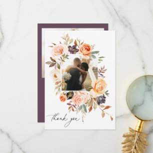 Carte De Remerciements Terre Automne Floral Mariage Photo