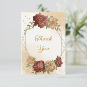 Carte De Remerciements terre cuite tonalité de terre mariage vert fleuri