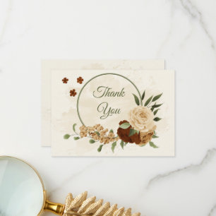 Carte De Remerciements terre cuite tonalité de terre mariage vert fleuri