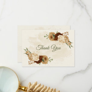 Carte De Remerciements terre cuite tonalité de terre mariage vert fleuri