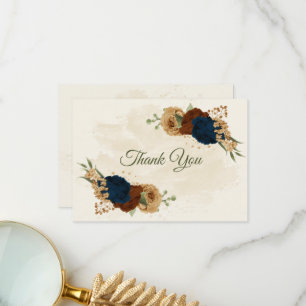 Carte De Remerciements terre cuite tonalité marine floral vert mariage