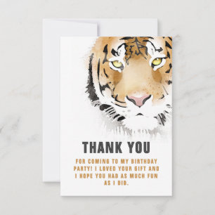 Carte De Remerciements Tête de tigre aquarelle Anniversaire 