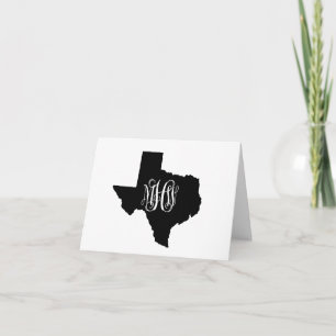 Carte De Remerciements Texas Black White 3 Init Vin Monogramme do-it-your