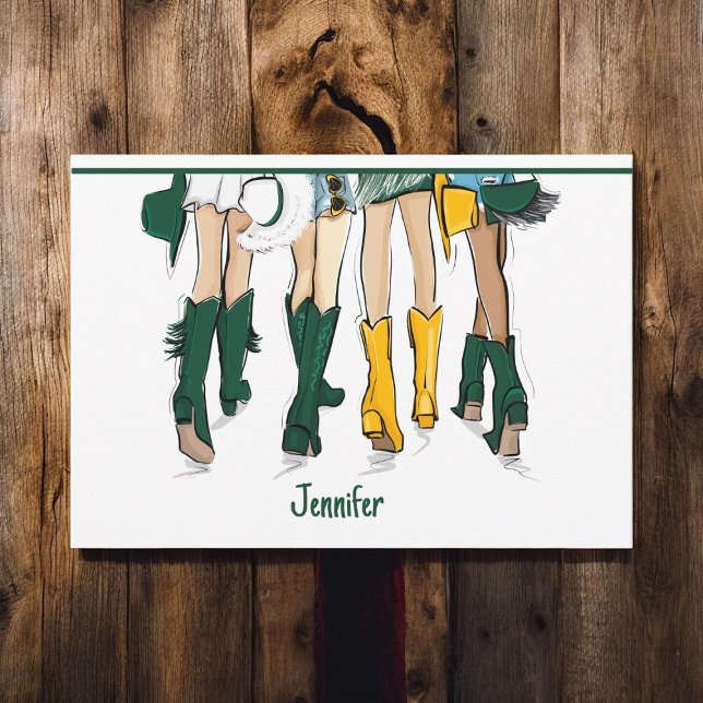 Carte De Remerciements Texas Ladies Fashion Cowboy Boot Gold Green (Créateur téléchargé)