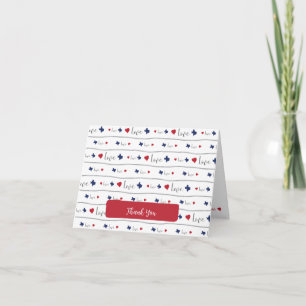 Carte De Remerciements Texas Love and Hearts Motif