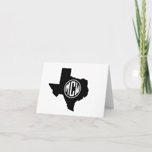 Carte De Remerciements Texas White Preppy Circle Monogram DIY BG
