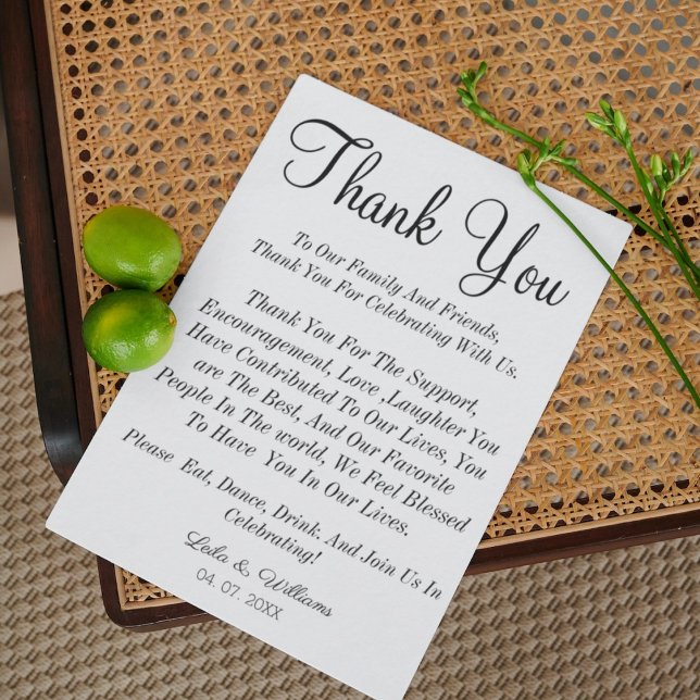 Carte De Remerciements Texte de calligraphie simple Mariage  (Créateur téléchargé)