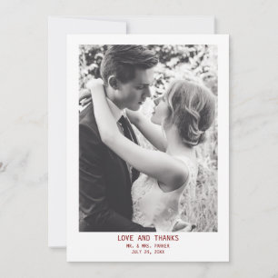 Carte De Remerciements Texte et photo simple et élégant Mariage