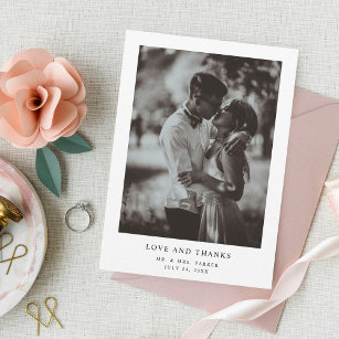 Carte De Remerciements Texte et photo simple et élégant   MARIAGE
