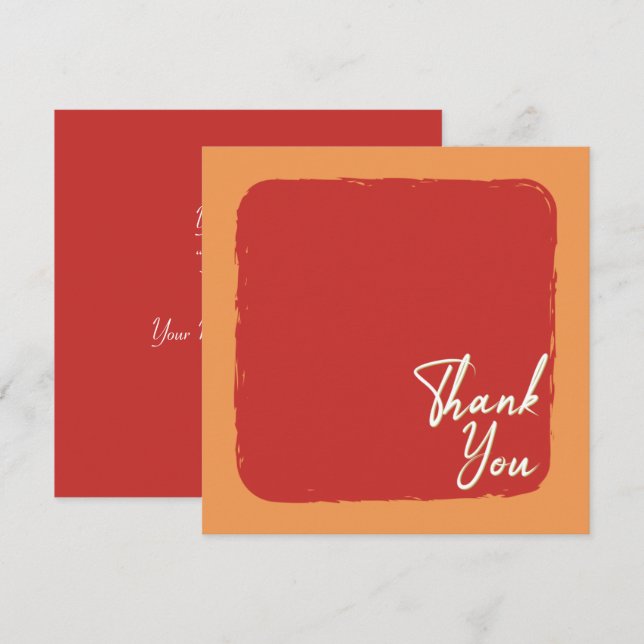 Carte De Remerciements Texte rouge et blanc orange Abstrait (Devant / Derrière)