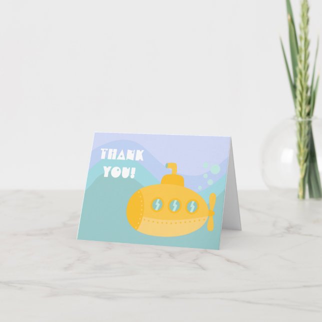 Carte De Remerciements Thank you - Adorable Yellow Submarine Underwater (Devant)
