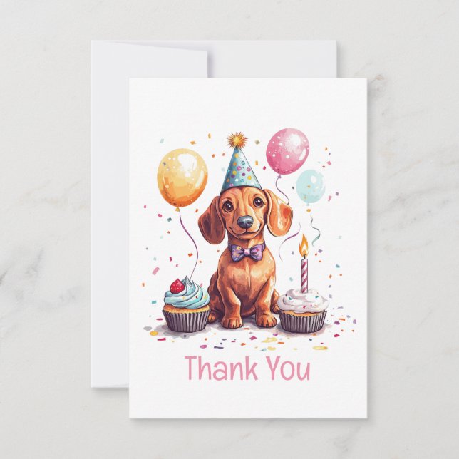 Carte De Remerciements Thank You Birthday Dachshund Dog  (Devant)