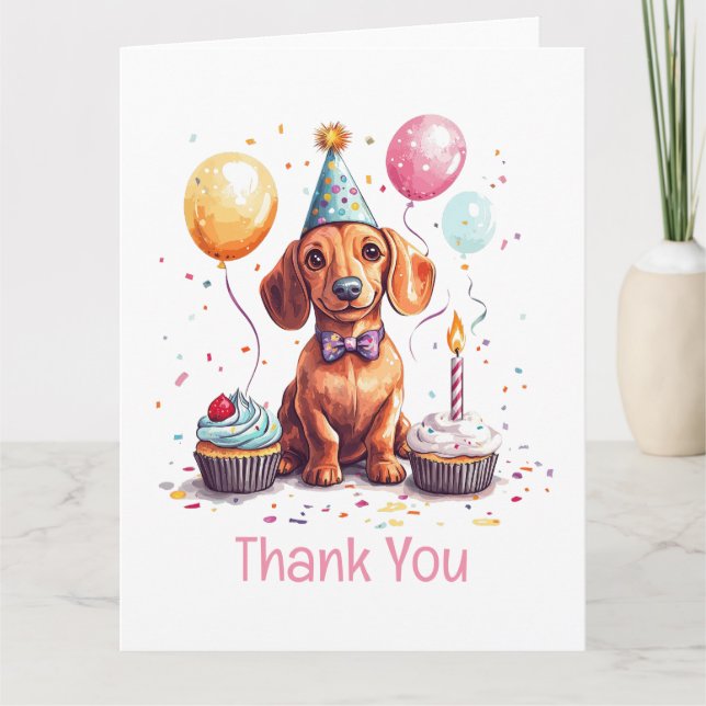 Carte De Remerciements Thank You Birthday Dachshund Dog  (Devant)