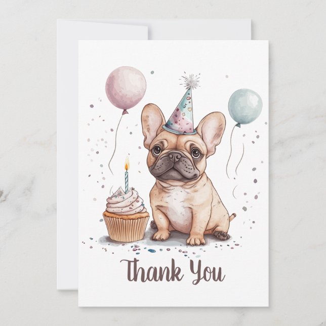 Carte De Remerciements Thank You Birthday French Bulldog (Devant)