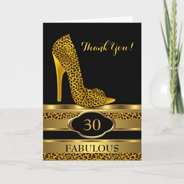 Carte De Remerciements Thank You Birthday Party Leopard 2 (Devant)