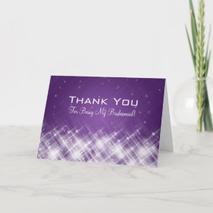 Carte De Remerciements Thank You Bridesmaid Glamorous Sparks Purple
