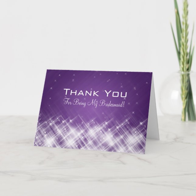 Carte De Remerciements Thank You Bridesmaid Glamorous Sparks Purple (Devant)