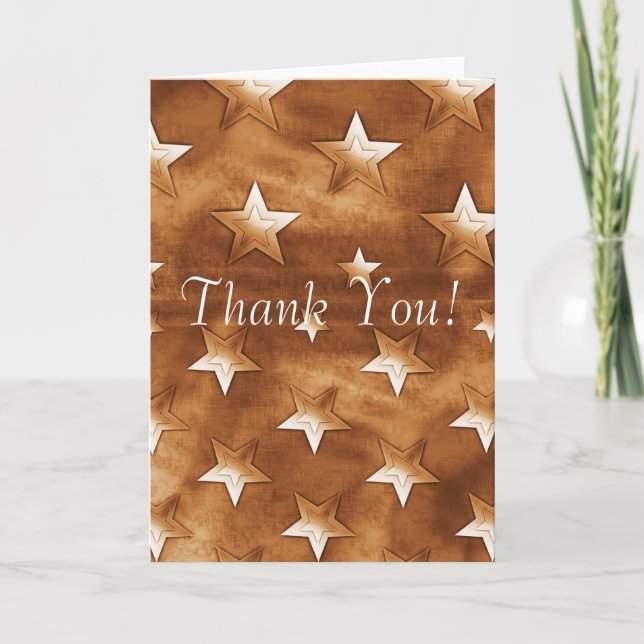 Carte De Remerciements Thank You Brown Stars Greeting (Devant)