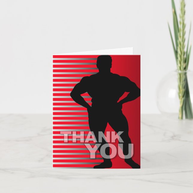 Carte De Remerciements Thank You Card Bodybuilder (Devant)