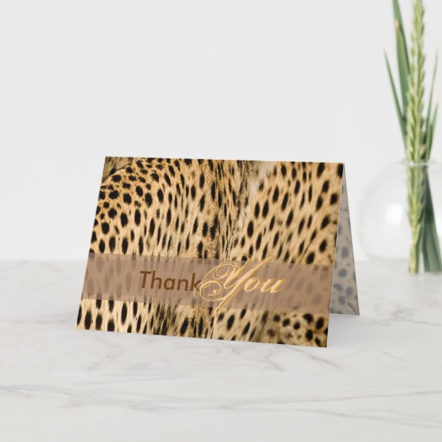 Carte De Remerciements Thank You card with cheetah skin (Devant)