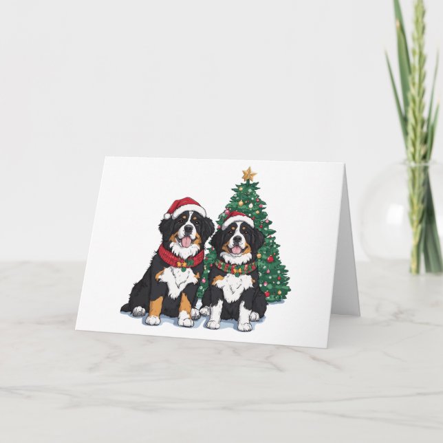 Carte De Remerciements Thank You Christmas Bernese Mountain Dogs (Devant)