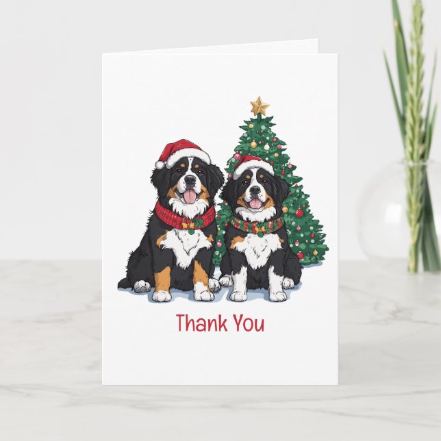 Carte De Remerciements Thank You Christmas Bernese Mountain Dogs (Devant)