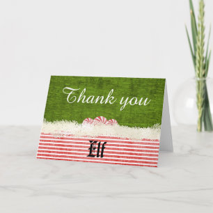 Carte De Remerciements "Thank You" Christmas Elf Theme Green/Red/White