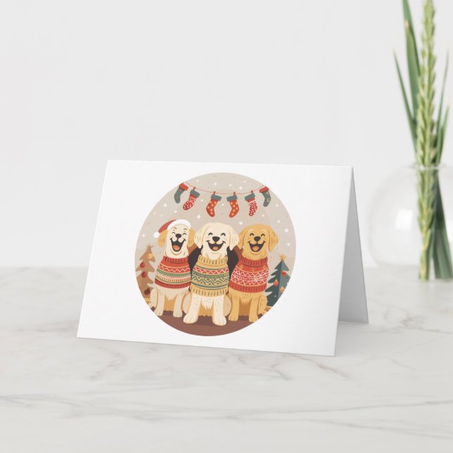 Carte De Remerciements Thank You Christmas Labrador Retriever Dogs (Devant)