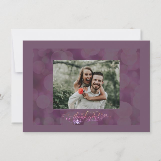 Carte De Remerciements Thank You Fancy Script Photo Bubble Frame Card (Devant)