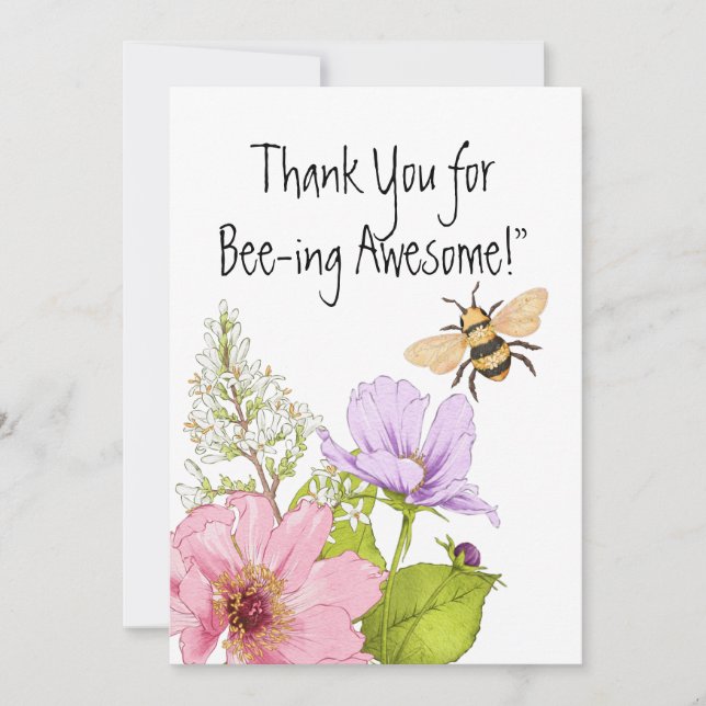 Carte De Remerciements Thank You for Bee-ing Awesome Card (Devant)
