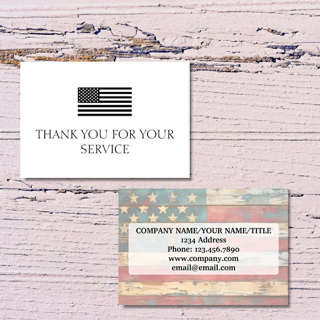 Carte De Remerciements Thank You For Your Service Distress American Flag (Créateur téléchargé)