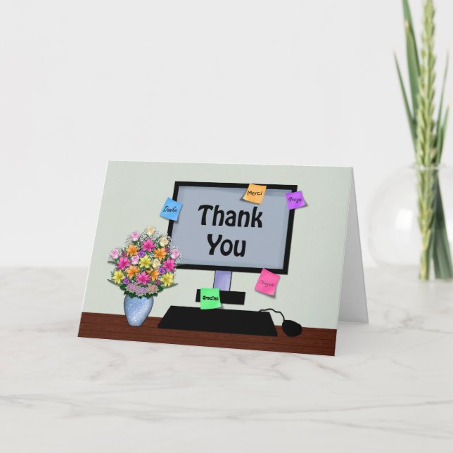 Carte De Remerciements Thank You, Foreign Language, Admin Professional (Devant)