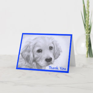 Carte De Remerciements Thank You Golden Retriever Puppy Drawing Card
