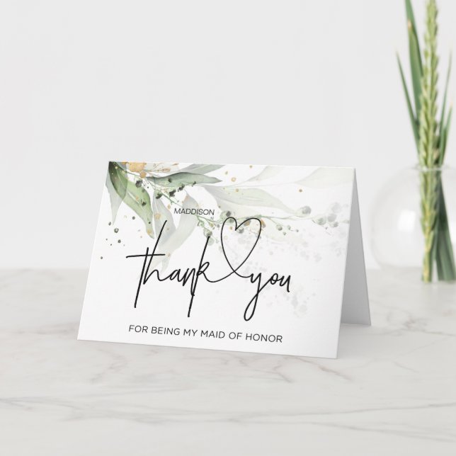 Carte De Remerciements Thank You Maid of Honor Wedding Card (Devant)