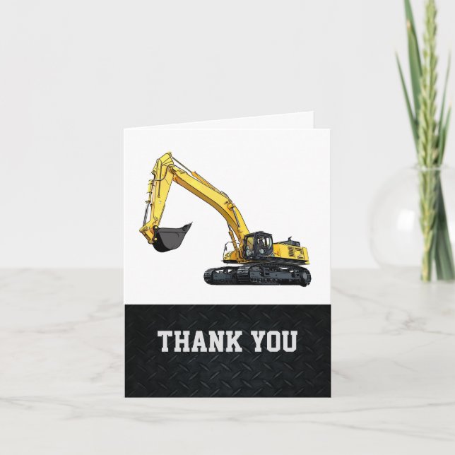 Carte De Remerciements Thank You Men's Excavator Note Card Construction (Devant)