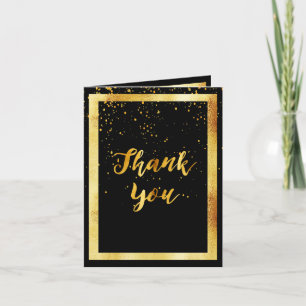 Carte De Remerciements Thank you photo card birthday black gold confeti
