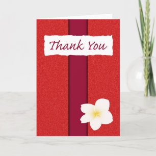Carte De Remerciements Thank You : Plumeria over Red