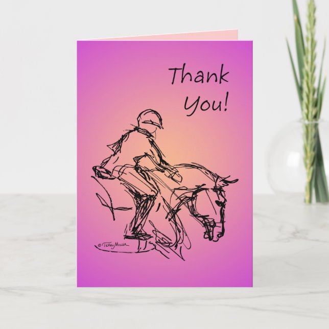Carte De Remerciements Thank you pony ! Pink (Devant)